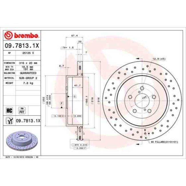 2 Disques De Frein Brembo Xtra Vernis Uv 09.7813.1x