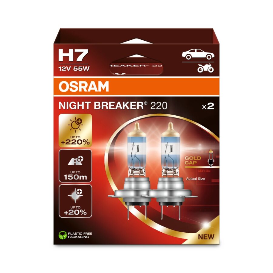 2 ampoules H7 OSRAM Night Breaker +220%